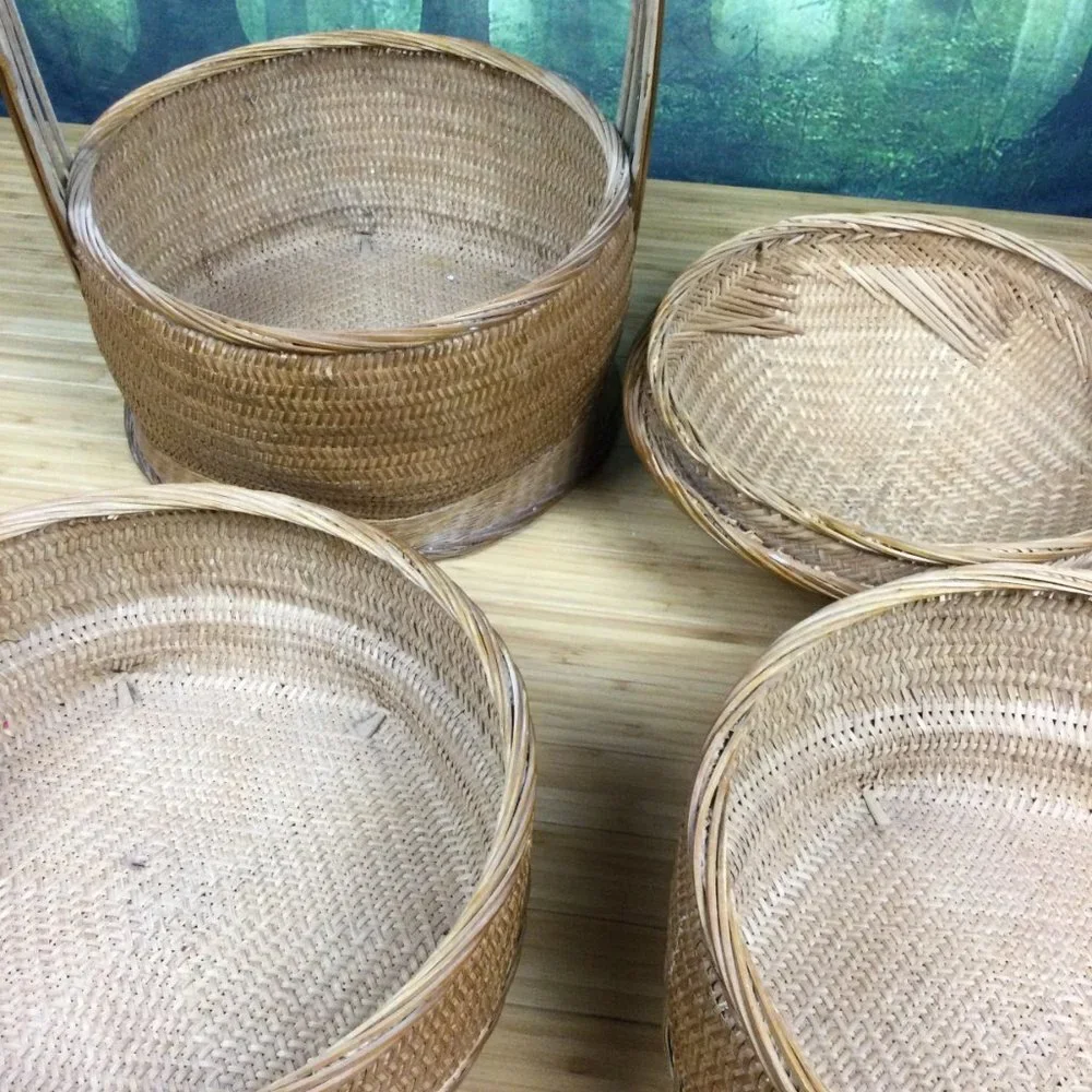 Vintage Chinese Rice Wedding Basket 3 Tier